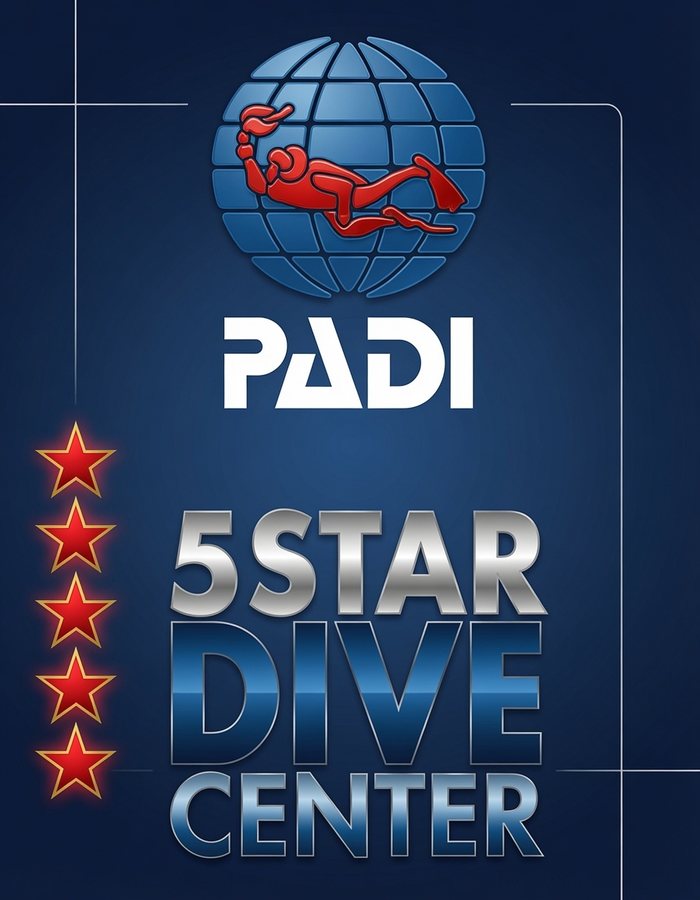 PADI 5 Star Dive Center badge awarded to Blueworld Dive Center