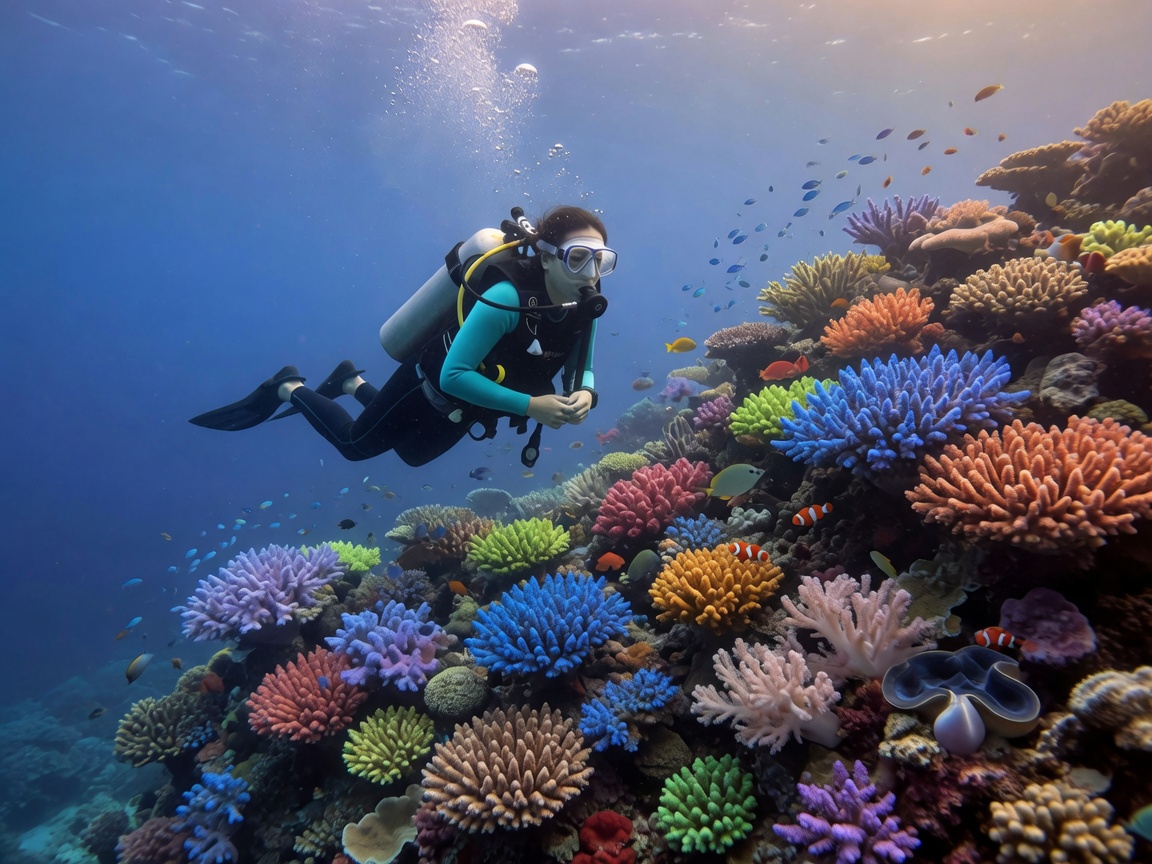 Glide along the reef, unhurried.